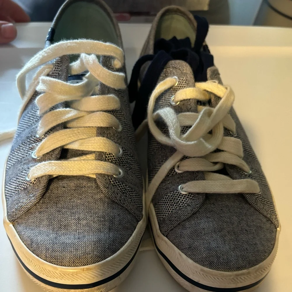 Keds Size 7‎ Women’s Navy Blue And White Pattern In EUC  WF54698